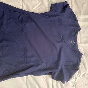 Blue V-Neck Scrub Top
